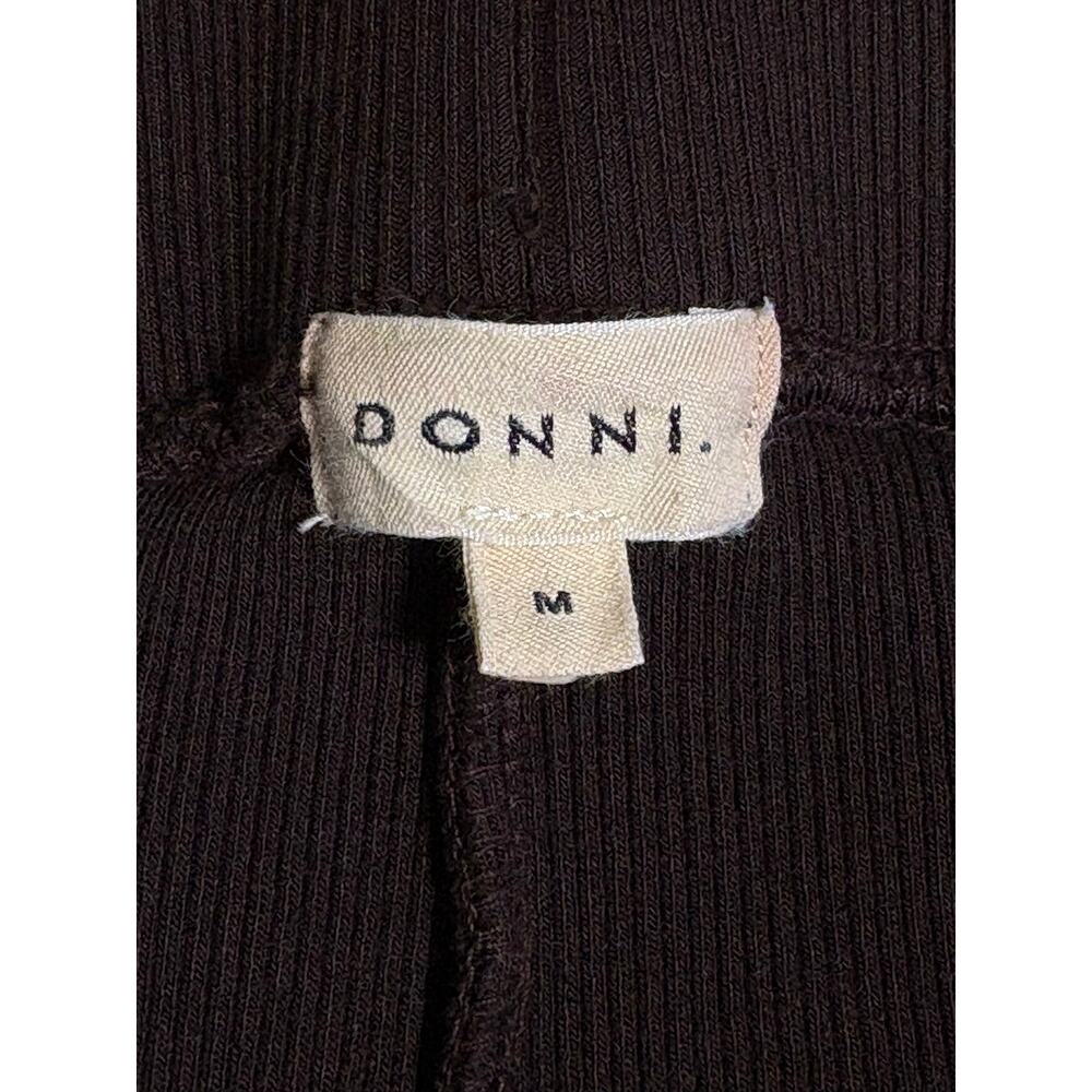 Donni. Espresso Brown Ribbed Kick Flare Pants Medium - Picture 4 of 5